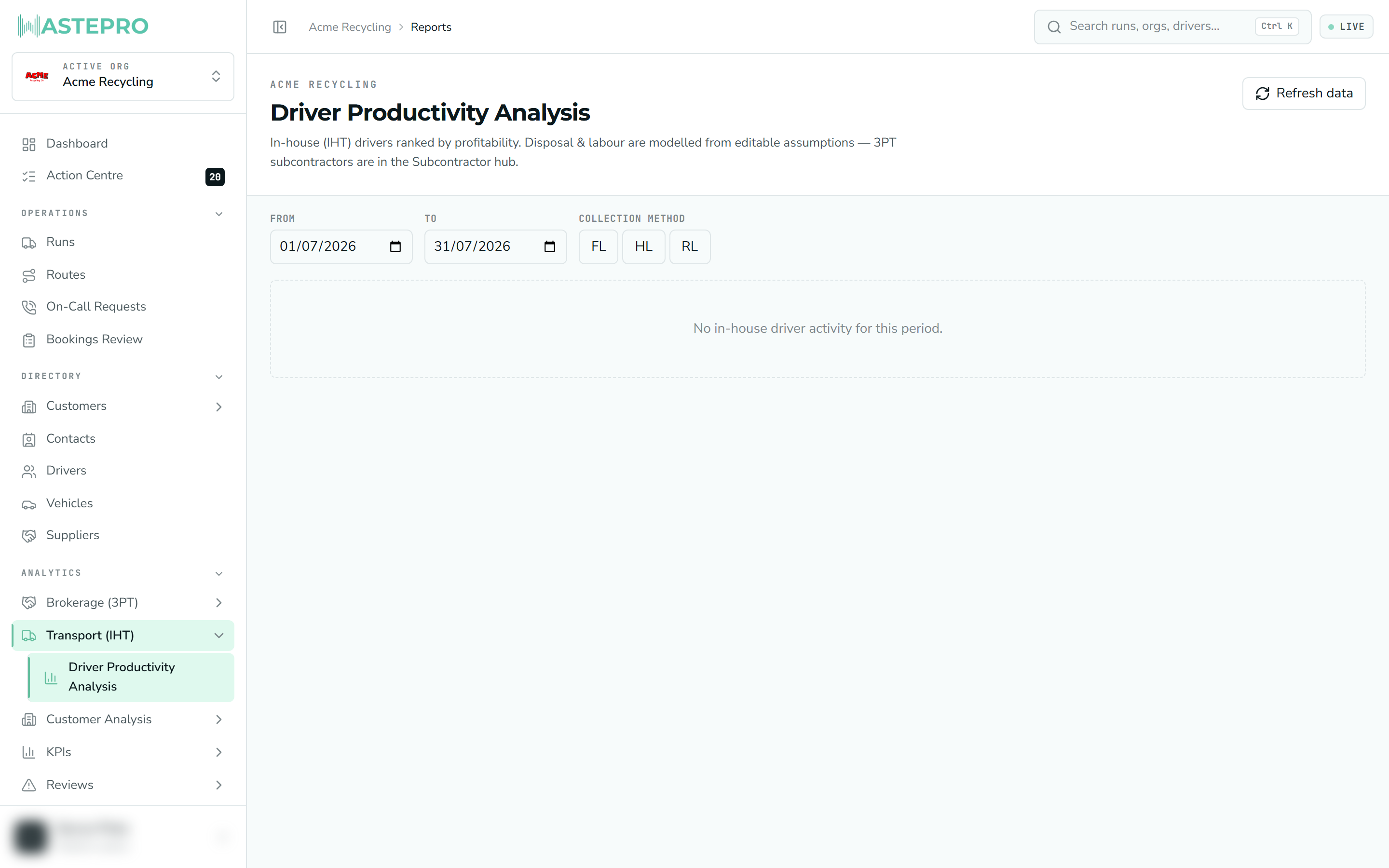 The Driver Productivity report